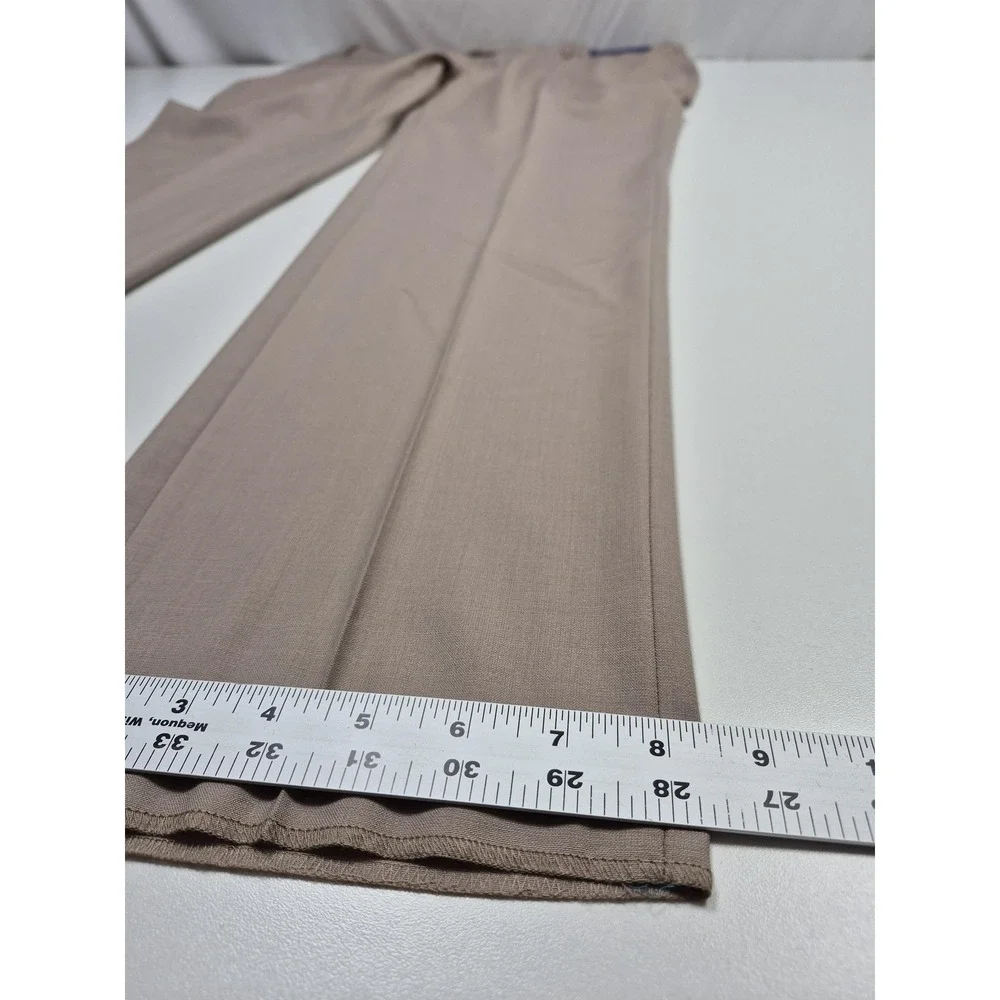 Giles & Jasper Suit Pants Mens 42x36 Beige Wool Stretch Dress Unhemmed NWT